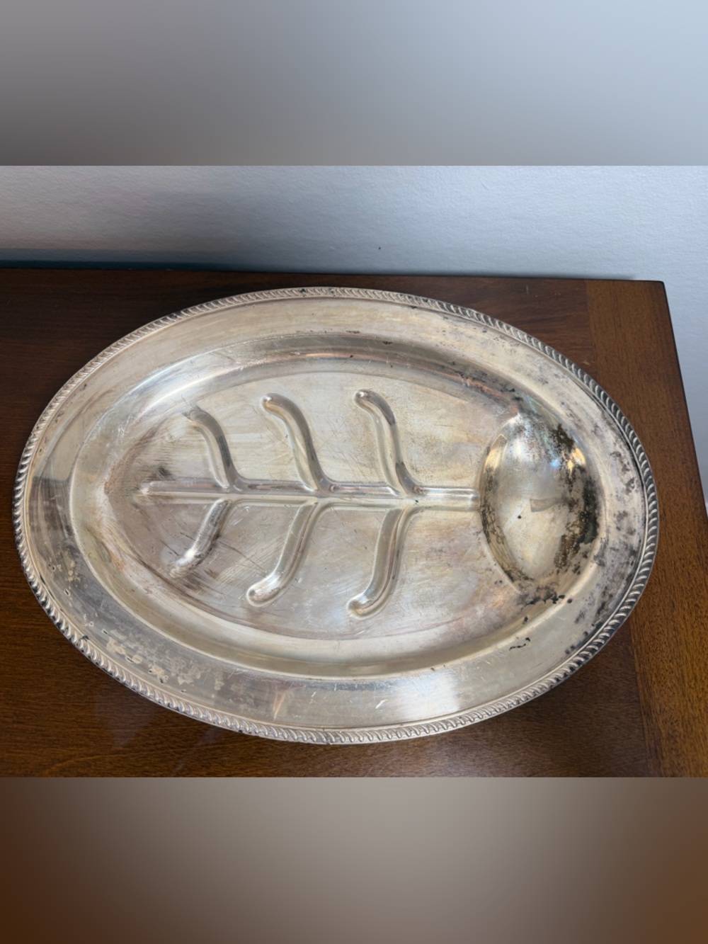 Vintage Silverplate Leaf Serving Tray Platter Mid Century Modern Decorative Dish